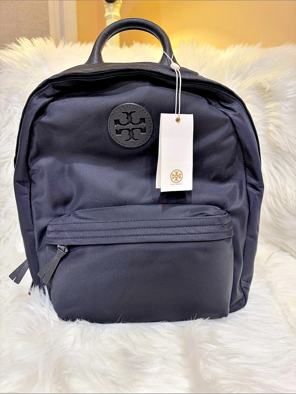 Tory Burch Ella Nylon Zip Backpack in Black